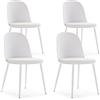 HOMN LIVING Set di 4 sedie Kana Bianche, Gambe in Metallo e Sedile Imbottito, 45 cm (Larghezza) 51,5 cm (profondità) 83 cm (Altezza)