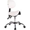 CLP Sgabello Sella Da Lavoro Stuttgart In Similpelle I Sedia Studio Ergonomica Schienale Inclinabile I Sedia Ambulatorio 5 Ruote, Colore:bianco