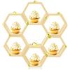 Denylo pro 6 mensole esagonali da 8,9 cm, mini centrotavola in legno a forma di ape, geometriche, decorative, a nido d'ape, per matrimoni, feste di compleanno, decorazioni da tavolo, casa e ufficio