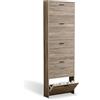 CATAVANA Scarpiera salvaspazio slim 60 cm in legno chiaro, scarpiera da ingresso con 5 ante, scarpiera 15 paia, design moderno alto e stretto, ideale come portascarpe ingresso