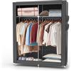 INTIRILIFE Armadio pieghevole 108x170x45 cm in GRIGIO CENERE - Armadio in tessuto con chiusura a zip con asta appendiabiti, tasca laterale e scomparti - Ripiano a innesto, struttura in metallo