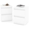 MRBLS_HOME MRBLS - Set di 2 comodini moderni con cassetti, in legno, per la camera da letto (bianco opaco), 32,5 x 43 x 30 cm (larghezza x altezza x profondità)