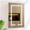 AxisFurn Armadietto da bagno con illuminazione a LED, 3 luci regolabili, armadietto a specchio piccolo con ripiano e presa, armadio antiappannamento, salvaspazio, 40 x 60 cm