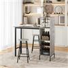 GIANTEX Tavolo Alto con Sgabelli 3 pz Tavolino e Bancone Bar, Penisola Cucina con Sgabelli, Tavolo Bistro in Forma Quadrata 120x40x90 cm, 4 Colori (Grigio)