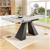 Huayz Tavolo da pranzo telescopico in stile moderno, tavolo rettangolare - allungabile da 99 cm a 159 cm, gambe in acciaio al carbonio extra forti - 99 x 74 cm (grigio + nero)