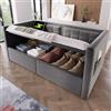 Trdlpyn Divano Letto 90 * 200cm con Ricarica USB e Type-C, Letto Singolo Imbottito con Contenitore Idraulico, Struttura del letto con Rete a doghe in Legno,Tessuto in Velluto, Senza materasso