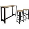 MB Muebles Bonitos, Tavolo Alto da bar con 2 Sgabelli Ani, Barra da cucina in Stile Minimalista con Gambe in Metallo, Melamina Opaca, Nero e Sonoma, 140x100x40 cm