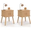 IDMarket - Set di 2 comodini Romie, 2 Ante scorrevoli, doghe in Legno Color Rovere