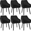 Goeurvant Sedie Velluto Sala da Pranzo con Braccioli Sedie Cucina Set da 6 Gambe in Legno Sedia Imbottite Nero