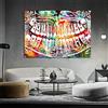 LYFCV Dente colorato Ridere Dentale Arte Dentista Pittura su Tela Arte Moderna Immagine della Parete per l'istruzione Medica Ufficio Home Decor 60X80 cm 24x32 Pollici Senza Cornice