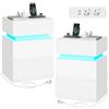 WOLTU Comodini Set di 2, con Stazione di Ricarica, Comodini a LED Connesso, 2 Prese, 2 Porte USB, 2 Cassetti, 1 Scomparto con Sportello, per Camera da Letto, 40 x 35 x 55 cm, Bianco