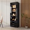 Kebnor Vetrina in vetro lucido, vetrina verticale con 3 cassetti, 60 x 35 x 180 cm (nero)