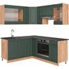 Vicco Cucina angolare completa Fame-Line, Quercia verde-oro Country/oro Power, 190 x 60 cm, PL Antracite, combinabile con altri moduli per una progettazione flessibile della cucina