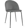 Marvin Sedia in Velluto Oslo da Sala Pranzo Con Gambe Metallo Nero Seduta Imbottita Sedie Poltroncine Di Design Per Salotto Soggiorno Moderne (Grigio, 1)