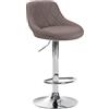 CLP Sgabello Design Lazio in Stoffa I Sedia Cucina Girevole E Regolabile 83-104 CM con Poggiapiedi I Sgabello Bar Imbottito, Colore:Tortora, Colore del Telaio:Cromo