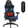 Douxlife Sedia da Gaming con Massaggio a Impasto, Ergonomica Sedia da Ufficio con Riscaldamento, Poggiapiedi, Reclinabile da 90° a 175°, Braccioli 2D più Spessi, Portata 180 kg, Blu