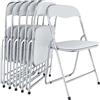 Arreditaly Set da 6 Sedia Pieghevole Slim Opaca in Metallo Sedie Salvaspazio per Ufficio Casa Campeggio Salotto Cucina In Ecopelle con Comoda Seduta Imbottita 78 x 44 x 44 cm (White)