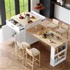 KUAKE Tavolo da bar allungabile con spazio di archiviazione (133 - 202 × 70 × 93,5 cm), con due cassetti e quattro scomparti, tavolo da cucina espandibile, per 2 - 6 persone, carrello da pranzo con