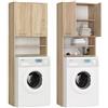 Home Collective Mobile per lavatrice 64x30x180 cm, mobile alto da bagno, con 2 ante e 4 ripiani mobiletto da bagno mensola da bagno corridoio sonoma