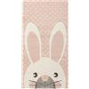 Baroni Home Tappeto Cameretta Bambini a Pelo Corto, Morbido per Bambini, Grazioso Coniglio, 80x150 cm, Rosa