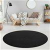 Jimri Fashion4Home - Tappeto a pelo corto in tinta unita per salotto, cameretta dei bambini, camera da letto, studio, ufficio, corridoio e cucina, colore: nero/antracite, dimensioni: 200 cm, rotondo