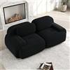Bladez Divano modulare Loveseat in tessuto di velluto a coste, moderno divano a 2 posti, con braccioli curvi, fondo antiscivolo, senza montaggio, per soggiorno, imbottitura ad alta elasticità (nero, 2