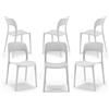 REDÒKASA Set 6 sedie in polipropilene KATE, impilabile, resistente ai raggi UV, design moderno, ideale per sala da pranzo, cucina, sala d'attesa, bar, ristoranti o da esterno (Bianco, 6)