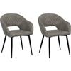 Totò Piccinni Poltroncina DALIA in similpelle trapuntata imbottita con gambe in metallo (2, Grigio New)