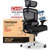 FLEXISPOT ErgoX Pro Sedia da Ufficio Ergonomica con Altezza Regolabile a 12 Livelli, Braccioli 7D, Supporto Lombare 5D, Poggiatesta 4D, Portata 250 kg e Seduta in Spugna ad Alta Densità - Nero