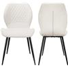 LEWE Set di 2 Sedie da pranzo in lino, stile moderno a scacchi con gamba in metallo, imbottite, sedia da cucina senza braccioli per ristorante/soggiorno/camera da letto, [Beige]