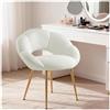 SDXYSTCE Sedia da Scrivania Imbottita e Comoda - Poltrona da Ufficio con Schienale Floreale - Sedia Moderna per Trucco in Tessuto Teddy - Oro e Bianco
