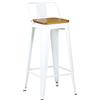 Totò Piccinni Sgabello Industry con SEDUTA in LEGNO e schienale in Metallo Design Industriale (1 Sgabello, Bianco)