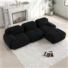 Bladez Divano a 3 posti in cord in stile moderno, modulare, ad angolo a forma di L, con pouf sgabello, senza montaggio, combinabile con altri divani, per soggiorno (Nero, 3 posti+1)