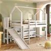 Moimhear Lettino singolo, 90 x 200 cm, multifunzione, con scivolo, scale, armadietto, scaffale, senza materasso, legno massello+MDF, bianco