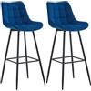 CLP Set di 2 sgabelli da bar Dartford I Sgabello da bar imbottito I Struttura in metallo Colore:blu;Materiale:Velluto
