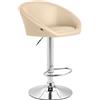 CLP Sgabello Imbottito Lounge Miami In Similpelle I Sgabello Poltroncina Con Schienale Girevole E Regolabile 62-82 CM, Colore:crema