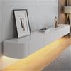 Coubird Mobile TV sospeso con luci LED Mensole TV galleggianti con Ante e Cassetto Moderno Mobile Intrattenimento Deposito Media Console TV per Soggiorno (Bianco,140cm/55in)