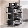 LyzqxHL Mensola for giradischi, mobiletto multimediale, supporto audio/video con ripiani regolabili a 3/4 livelli, moderno rack AV, spazio for componenti stereo di intrattenimento(Acrylic+black,4 Tier)