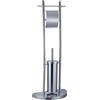 PraTiKo Life Piantana Porta Rotolo e Porta Scopino Acciaio Piantana WC Porta Carta Igienica, Accessori Bagno