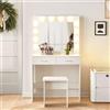 CLIPOP Tavolo da toeletta con lampadine a LED Hollywood, con specchio, set di 2 cassetti, per armadio, camera da letto