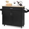 GIANTEX Carrello da Cucina, Credenza Mobile con Cassetto, Anta Doppia, Portaspezie e Portasciugamano, Ripiani Regolabili, Ruote con Freni, Portata di 50 kg, 116x40x85 cm, 4 Colori (nero)