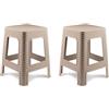 Acan Tradineur - Sgabello in plastica, realizzato in Spagna, motivo rattan, casa o lavoro, 33 x 32 x 32 cm, colore: marrone chiaro (2 pezzi)