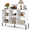 GYMAX Libreria a 6 Cubi, Scaffale a 3 Livelli con 5 Gambe Metalliche, con Ripiani Regolabili, Mobile Moderno per Soggiorno, Studio, Camera da Letto, Ufficio (Bianco)