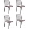 GLOUPIE Set 4 Sedie Ninfa in Polipropilene Taupe,Impilabili, 46x54x80 cm, peso 3,3 kg,Schienale a Forma di Ninfee,Made in italy