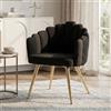 chairus Poltrona Soggiorno Imbottita in Pelliccia Sintetica Sedia da Salotto con Gambe in Metallo per Camera da Letto (Nero)