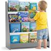 BAKAJI Libreria Montessoriana per Bambini in Legno, Portariviste Multiripiano Salvaspazio per Cameretta, Scaffalatura Organizer Espositore Porta Libri, Riviste, Giochi (Grigio)
