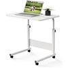 PIPIPOXER 60 x 40 cm, scrivania per computer portatile, scrivania regolabile in altezza,con ruote girevoli,slot per carte di credito e porta bevande,per camera da letto,ufficio,letto,divano (bianco)