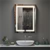 Luxstein Armadietto a specchio da bagno con illuminazione a LED, 3 colori chiari 6000 K, anti-appannamento, montaggio a parete, con presa e ripiano, salvaspazio, moderno, 60 x 80 cm, bianco