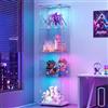 BPKADHY Vetrinetta in Vetro,Vetrinetta Espositiva LED RGB a 7colori,Vetrina Soggiorno Moderna con 4 Ripiani in Vetro con 1Porta e Serratura,Vetrine per Collezionismo,164x42.5×36.5cm,Vetrina negozio,Bianco