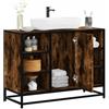 HETFTJN Mobile Bagno Sottolavabo Salvaspazio 80x33x60 cm Rovere Fumo con Struttura Metallo, Mobiletto Bagno Stretto con Ampio Spazio Portaoggetti per Lavandino, Design Retrò